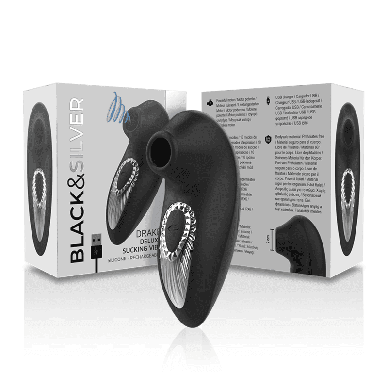BLACK&SILVER - DRAKE DELUXE SUCKING VIBE WIEDERAUFLADBARES SILIKON SCHWARZ - Vanelion Paradise