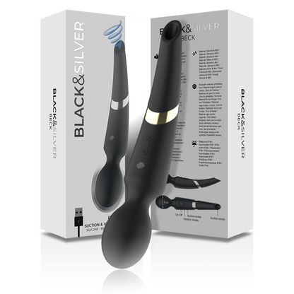 BLACK&SILVER - BECK WIEDERAUFLADBARES SILIKON-MASSAGER UND SAUGSCHWARZ