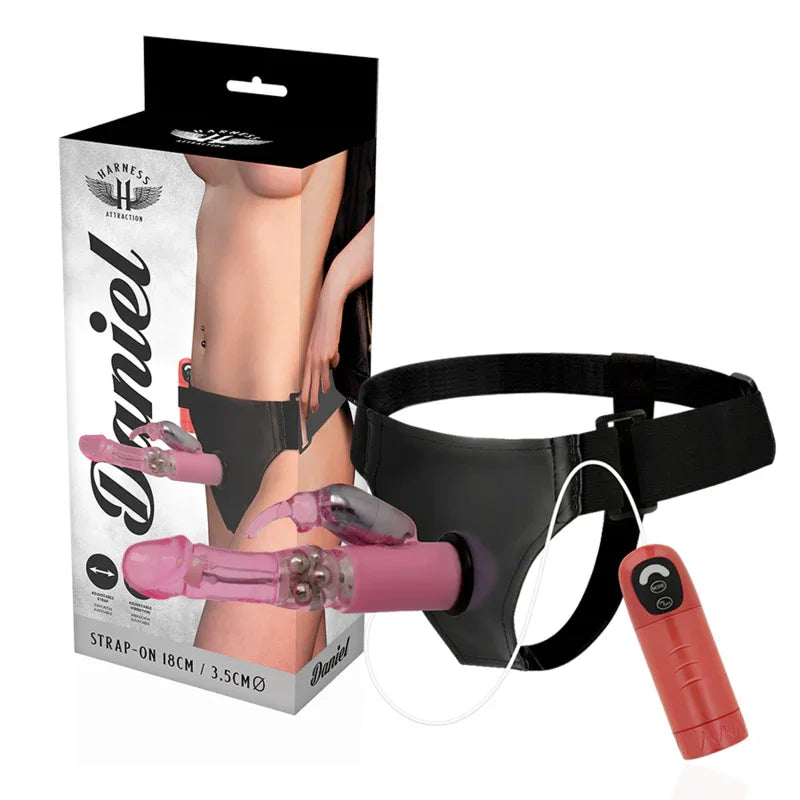 HARNESS ATTRACTION - RNES DANIEL MIT VIBRATION UND ROTATION 18 CM -O- 3.5 CM - Vanelion Paradise