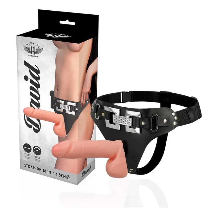 HARNESS ATTRACTION - DELUXE HARNESS MIT REALISTISCHER VIBRATION 18 CM -O- 4.5 CM - Vanelion Paradise