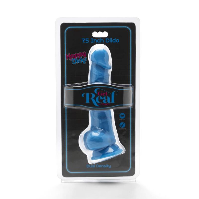 GET REAL - HAPPY DICKS 19 CM MIT BLLEN BLAU