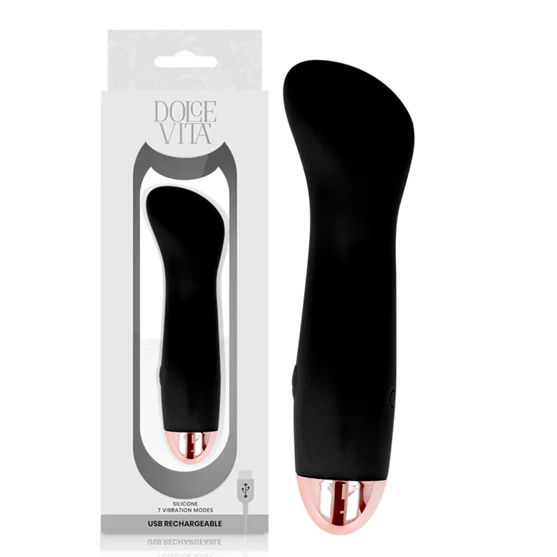DOLCE VITA - AUFLADBARER VIBRATOR EINE SCHWARZE 7-GESCHWINDIGKEIT - Vanelion Paradise