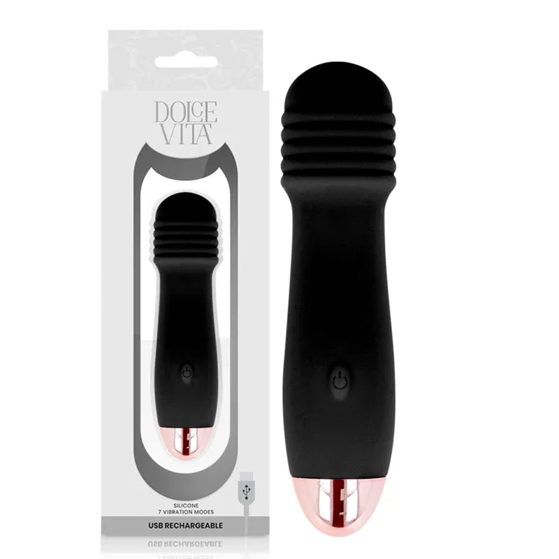 DOLCE VITA - AUFLADBARER VIBRATOR DREI SCHWARZ 7 GESCHWINDIGKEIT - Vanelion Paradise