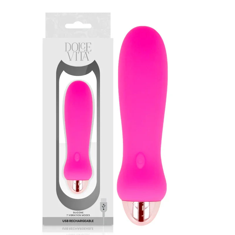DOLCE VITA - AUFLADBARER VIBRATOR FÜNF ROSA 7 GESCHWINDIGKEITEN - Vanelion Paradise