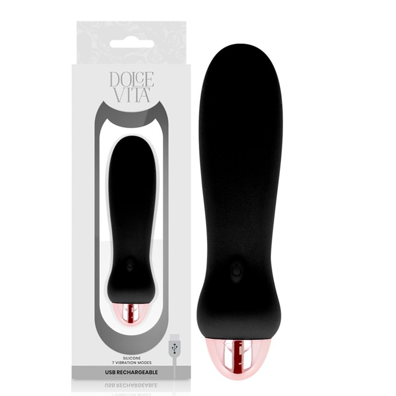 DOLCE VITA - AUFLADBARER VIBRATOR FÜNF SCHWARZ 7 GESCHWINDIGKEITEN