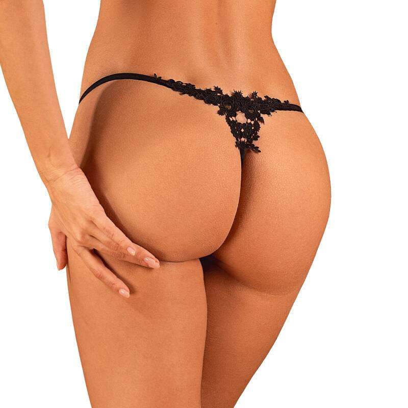 OBSESSIVE - CELIA NOIR OUVERT THONG XS/S - Vanelion Paradise