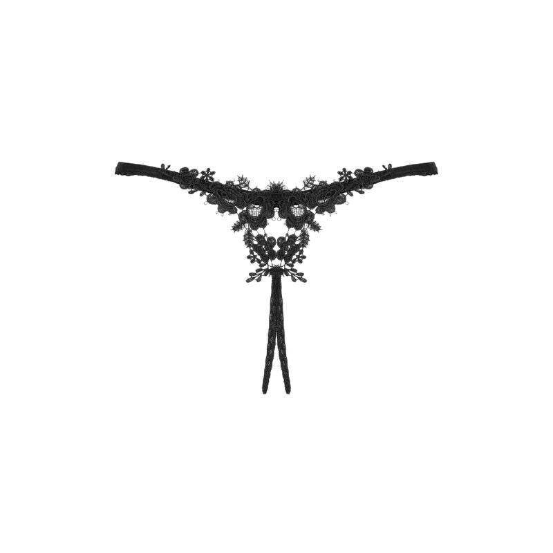 OBSESSIVE - CELIA NOIR OUVERT THONG XS/S - Vanelion Paradise