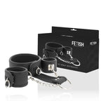 FETISH SUBMISSIVE - HALSKETTE UND HANDSCHELLEN AUS VEGANEM LEDER MIT NEOPREN-FUTTER - Vanelion Paradise