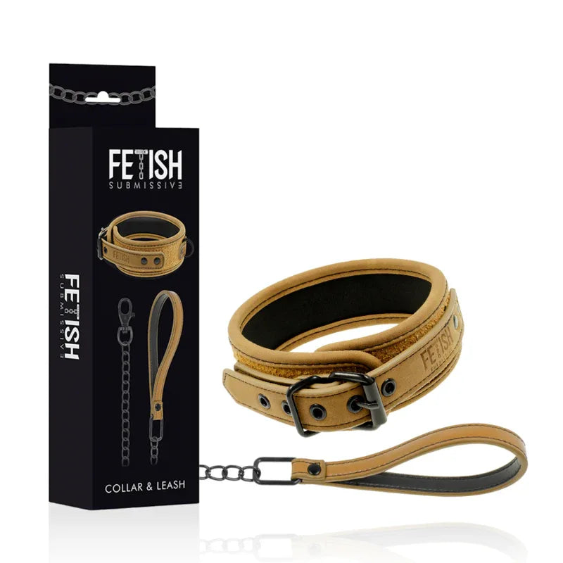 FETISH SUBMISSIVE ORIGEN - NEOPRENGEFÜTTERTE HALSKETTE MIT KETTE - Vanelion Paradise