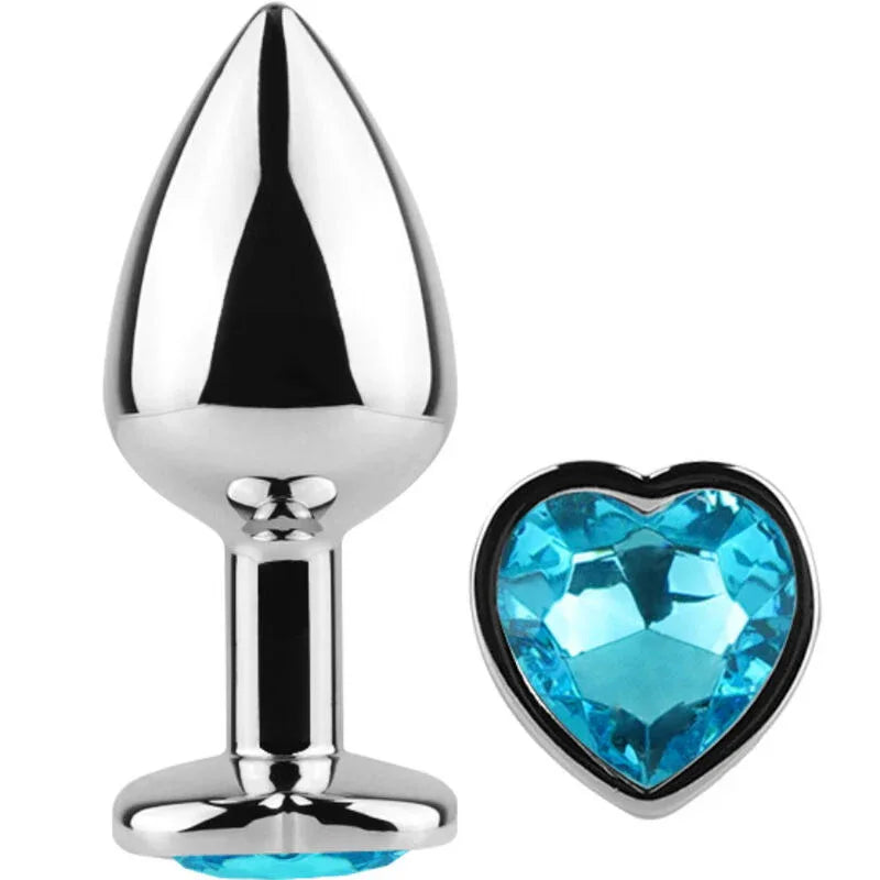 SECRETPLAY - BUTT PLUG AUS METALL, BLAUES HERZ, KLEINE GRÖSSE 7 CM - Vanelion Paradise
