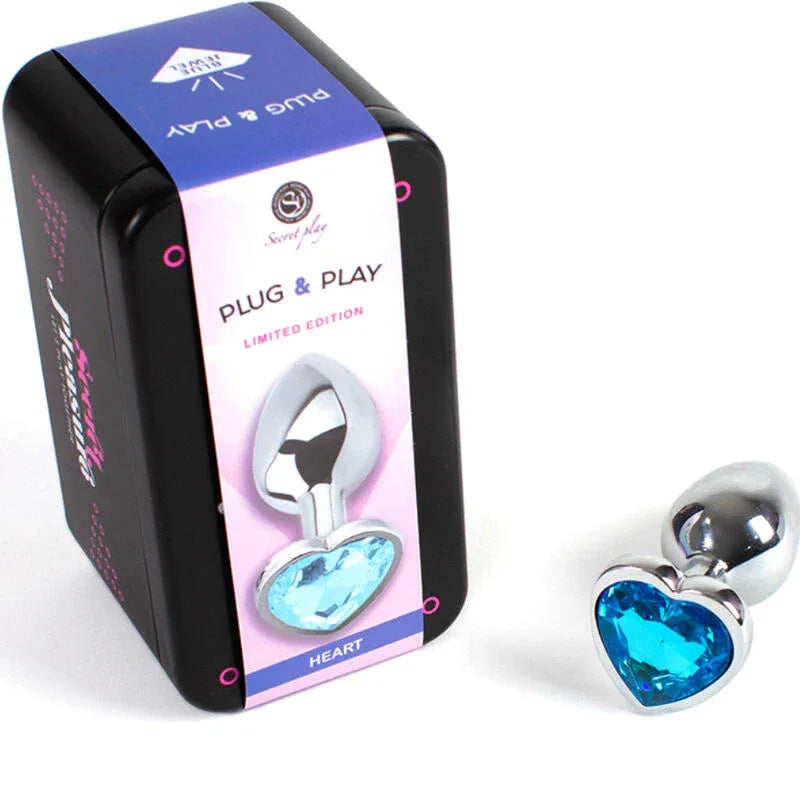 SECRETPLAY - BUTT PLUG AUS METALL, BLAUES HERZ, KLEINE GRÖSSE 7 CM - Vanelion Paradise