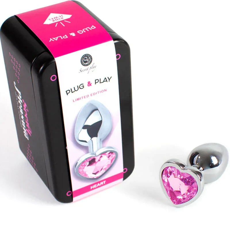 SECRETPLAY - BUTT PLUG AUS METALL FUCHSIA HERZ KLEINE GRÖSSE 7 CM - Vanelion Paradise