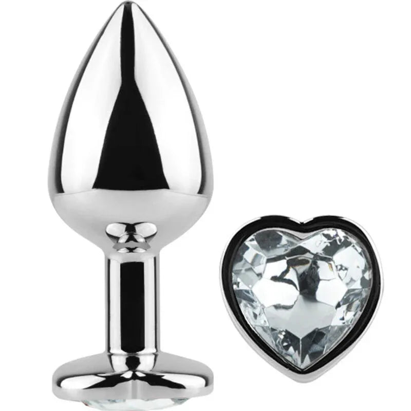 SECRETPLAY - BUTT PLUG AUS METALL, KLARES KRISTALLHERZ, KLEINE GRÖSSE 7 CM - Vanelion Paradise