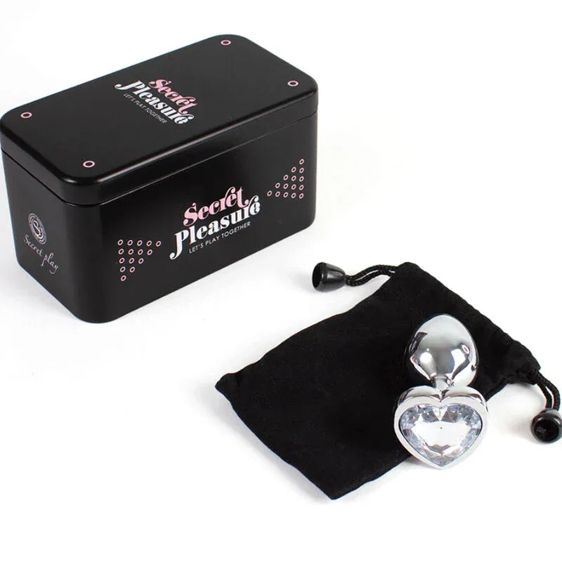 SECRETPLAY - BUTT PLUG AUS METALL, KLARES KRISTALLHERZ, KLEINE GRÖSSE 7 CM - Vanelion Paradise