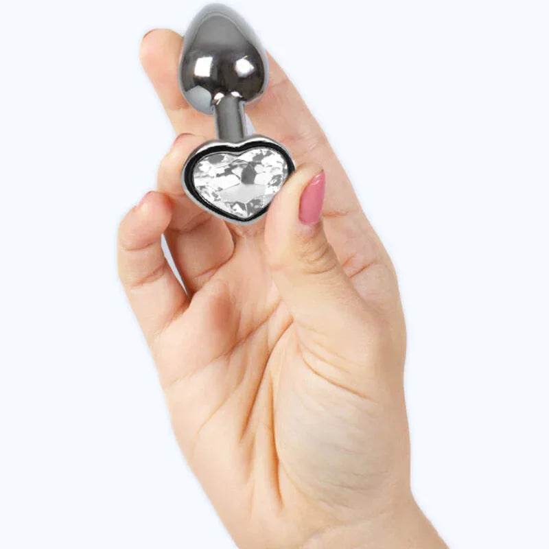 SECRETPLAY - BUTT PLUG AUS METALL, KLARES KRISTALLHERZ, KLEINE GRÖSSE 7 CM - Vanelion Paradise