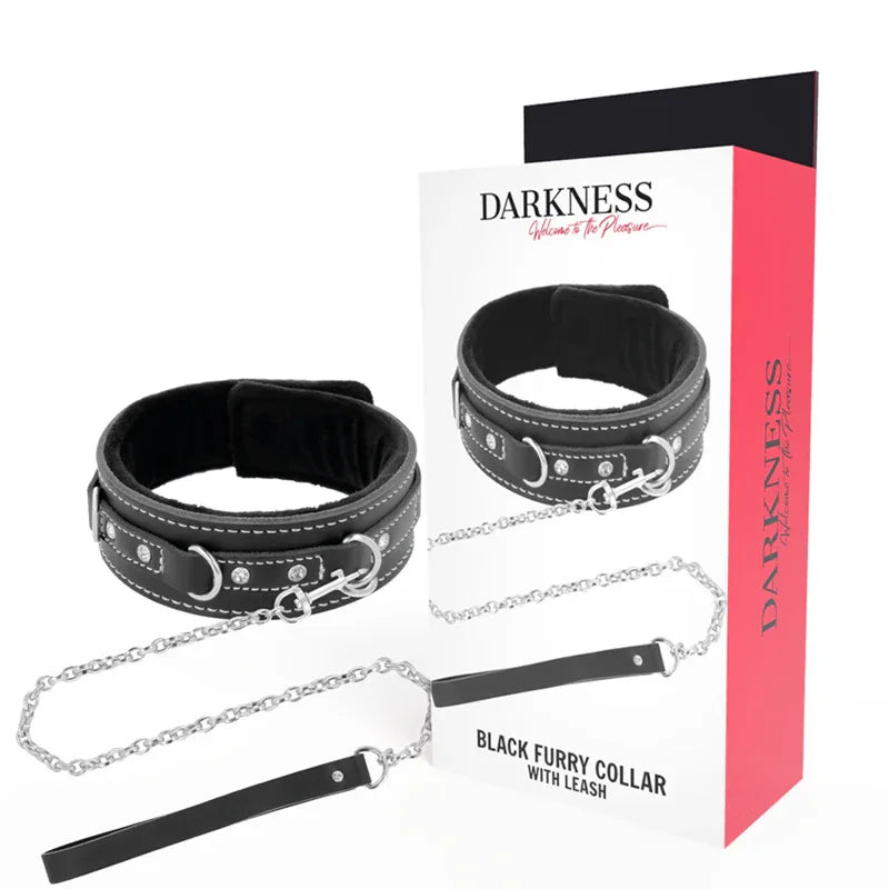 DARKNESS - HOCHWERTIGE LEDER-HALSKETTE MIT LEINE - Vanelion Paradise