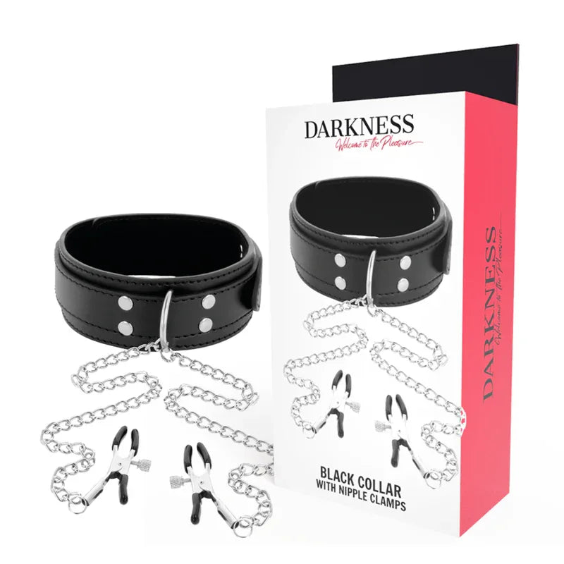 DARKNESS - HALSBAND MIT NIPPELKLAMMERN SCHWARZ - Vanelion Paradise