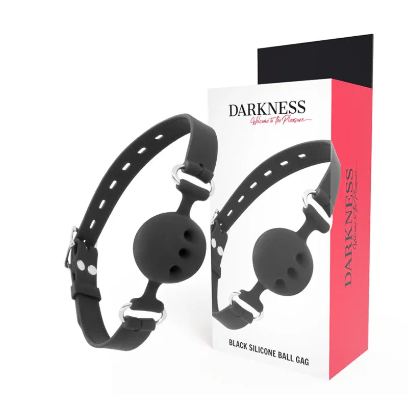 DARKNESS - SCHWARZER ATMUNGSAKTIVER SILIKON-KNEBEL - Vanelion Paradise