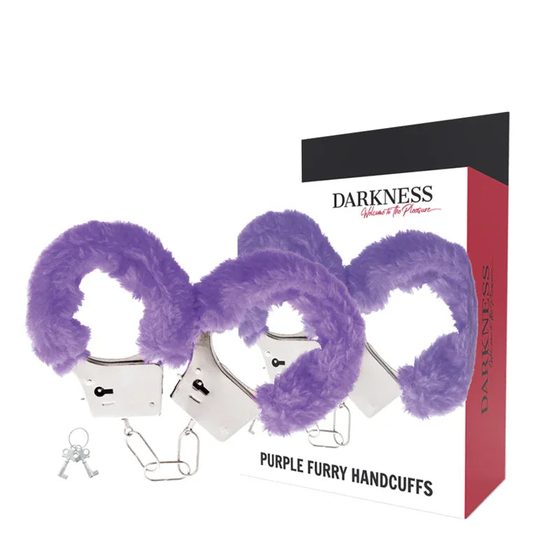 DARKNESS - HANDSCHELLEN AUS METALL MIT LILA GEFÜTTERT - Vanelion Paradise