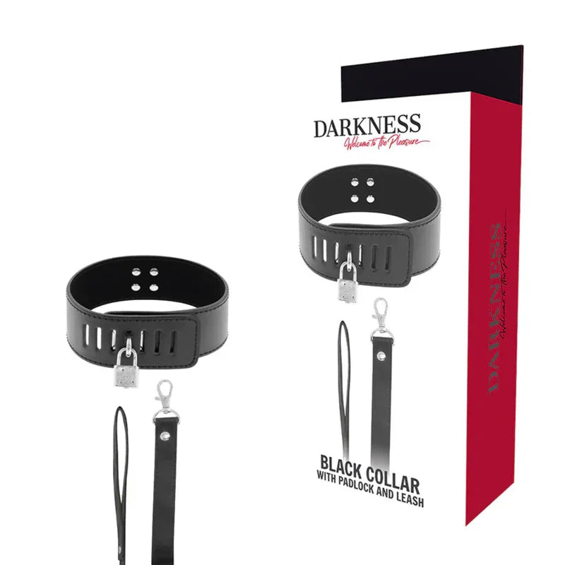 DARKNESS - BDSM-HALSBAND MIT SCHWARZEM SCHLOSS - Vanelion Paradise