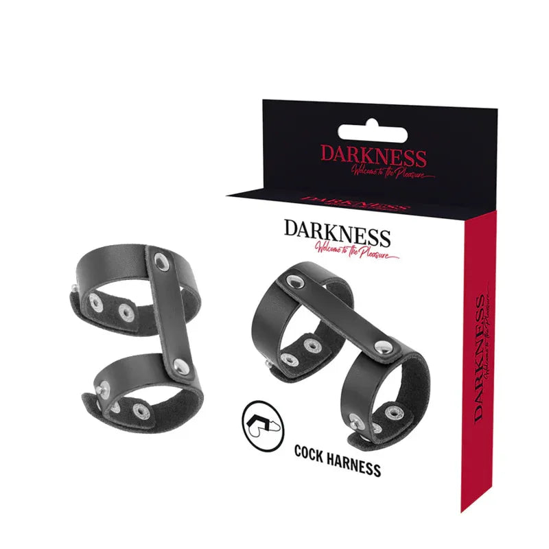 Verstellbarer Penis- & Hodenring aus Kunstleder – Darkness Cock Harness - Vanelion Paradise