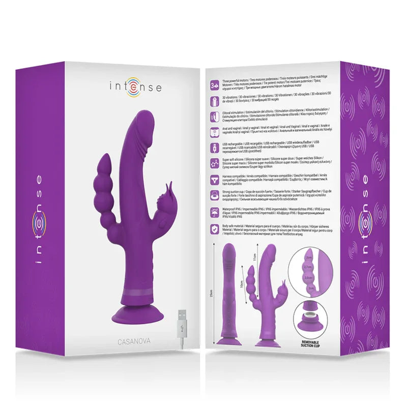 INTENSE - CASANOVA RABBIT SILIKONVIBRATOR DREIFACHMOTOR LILA - Vanelion Paradise
