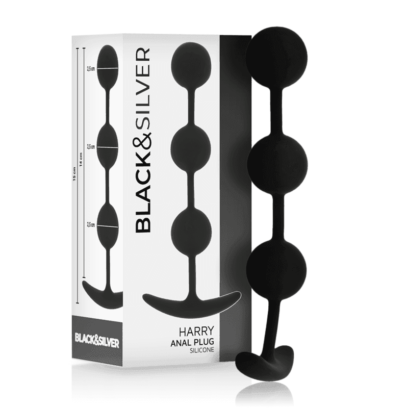 BLACK&SILVER - HARRY ANAL-ROSENKRANZ 3 SILIKONKUGELN 14 CM - Vanelion Paradise