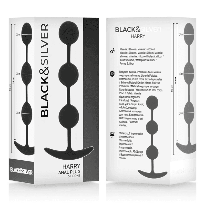BLACK&SILVER - HARRY ANAL-ROSENKRANZ 3 SILIKONKUGELN 14 CM - Vanelion Paradise