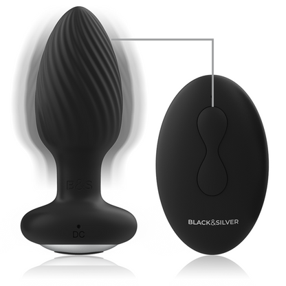 BLACK&SILVER - WELLS PLUG SILIKON ANAL ROTATOR FERNBEDIENUNG