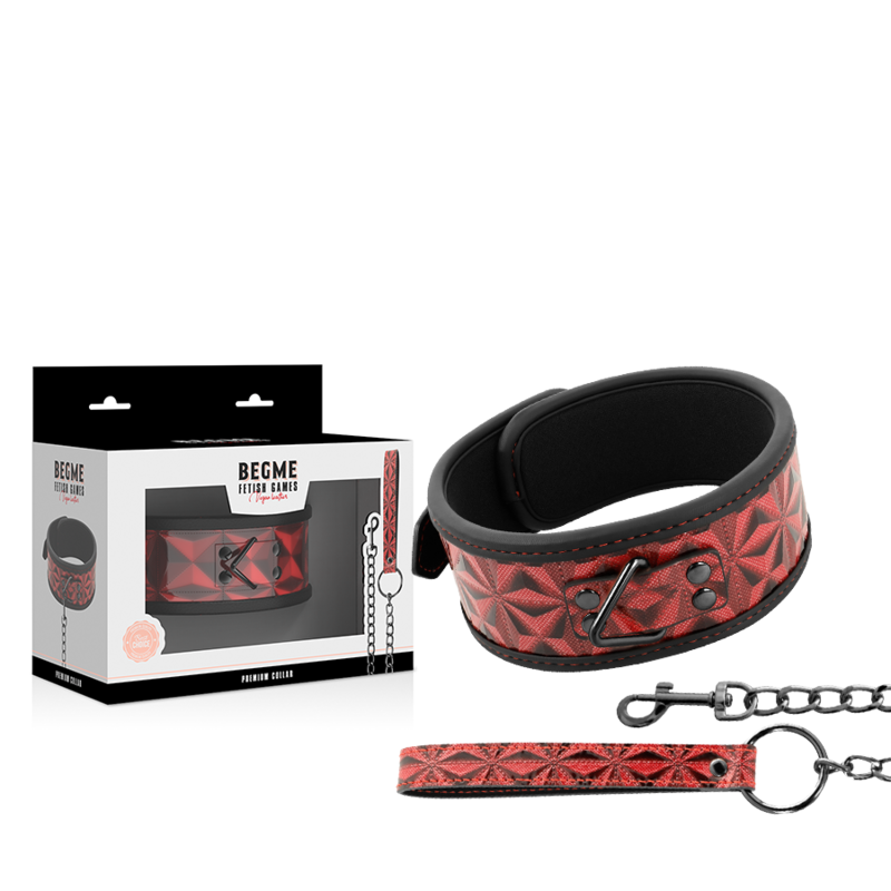 BEGME - RED EDITION PREMIUM VEGANES LEDERHALSBAND MIT NEOPRENFUTTER