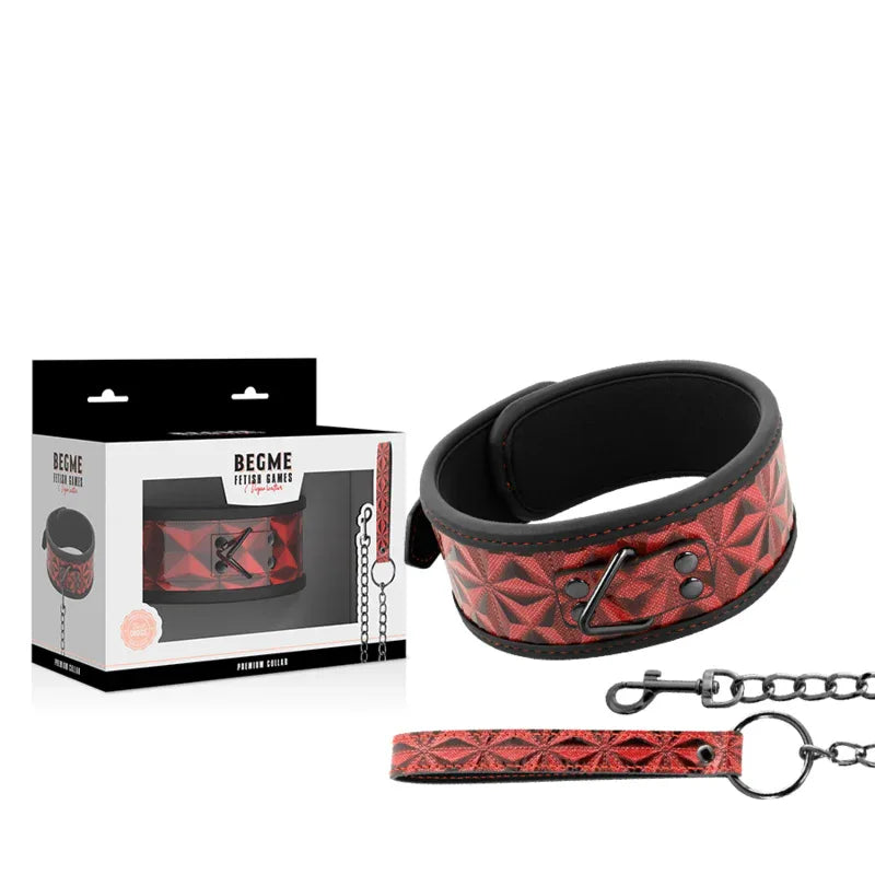 BEGME - RED EDITION PREMIUM VEGANES LEDERHALSBAND MIT NEOPRENFUTTER - Vanelion Paradise