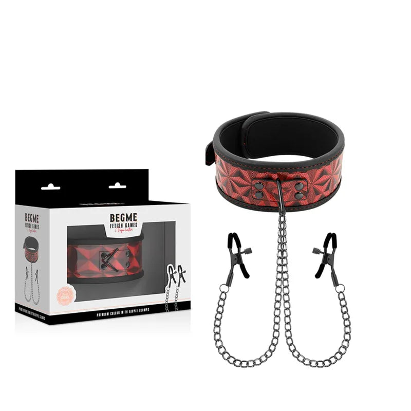BEGME - RED EDITION HALSBAND MIT NIPPELKLEMMEN MIT NEOPRENFUTTER - Vanelion Paradise