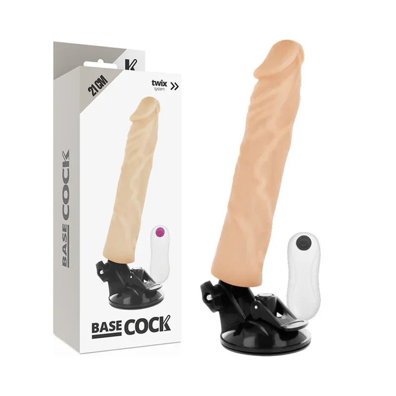 BASECOCK - REALISTISCHER VIBRATOR MIT FERNBEDIENUNG NATURWEISS 21 CM -O- 4 CM - Vanelion Paradise