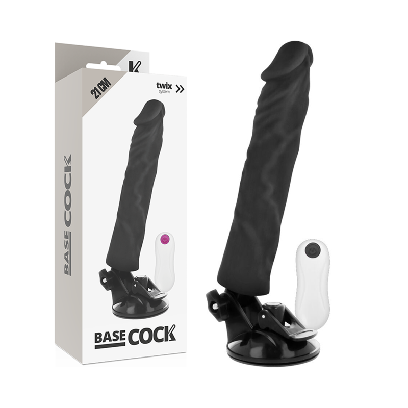 BASECOCK - REALISTISCHER VIBRATOR MIT FERNBEDIENUNG NATURWEISS 21 CM -O- 4 CM