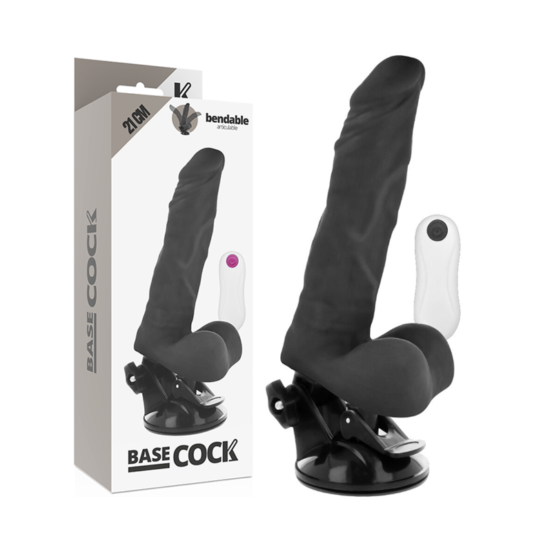 BASECOCK - ARTIKULIERBARER VIBRATOR NATÜRLICH MIT FERNBEDIENUNG 21 CM -O- 5 CM