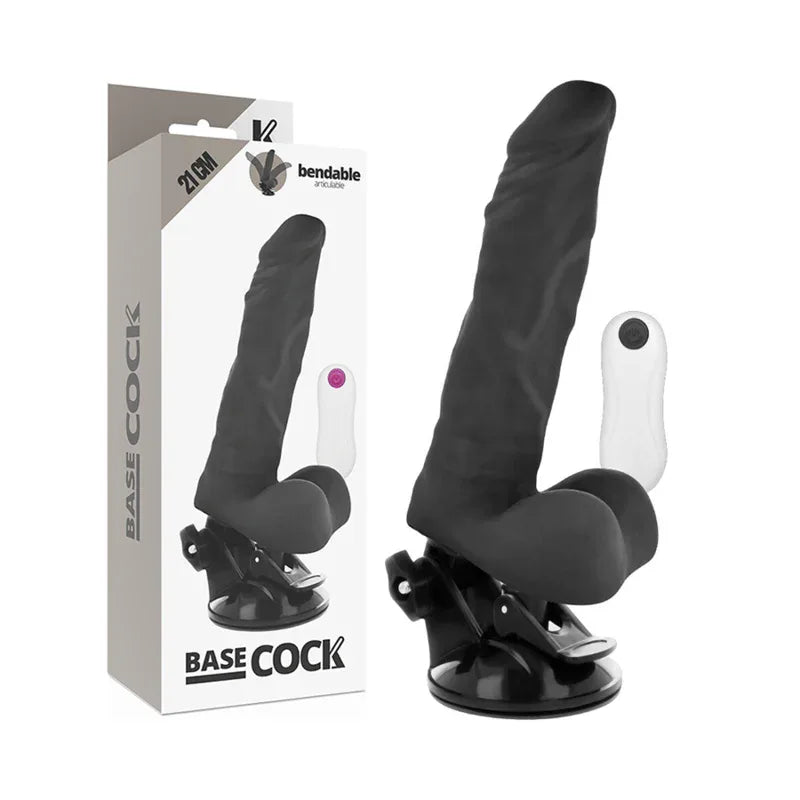 BASECOCK - ARTIKULIERBARER VIBRATOR NATÜRLICH MIT FERNBEDIENUNG 21 CM -O- 5 CM - Vanelion Paradise