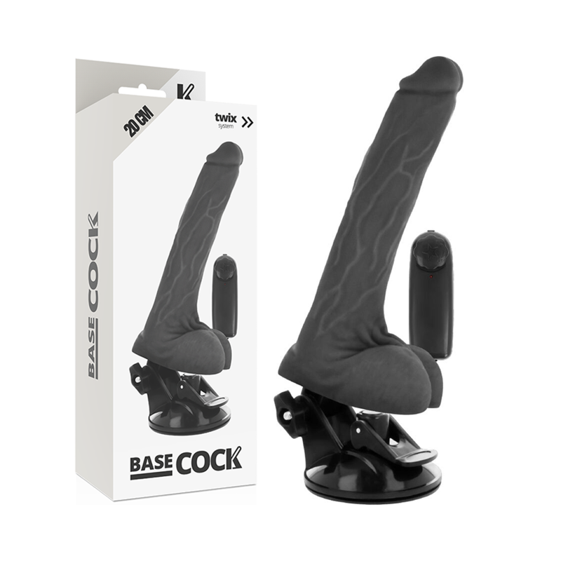 BASECOCK - REALISTISCHER VIBRATOR MIT FERNBEDIENUNG MIT HODEN 20 CM -O- 4 CM