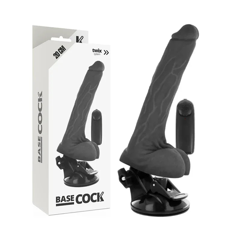 BASECOCK - REALISTISCHER VIBRATOR MIT FERNBEDIENUNG MIT HODEN 20 CM -O- 4 CM - Vanelion Paradise