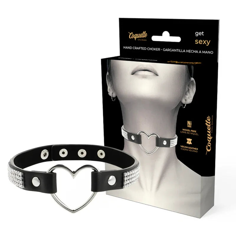 COQUETTE CHIC DESIRE - VEGANES LEDER-HALSBAND MIT HERZ - Vanelion Paradise