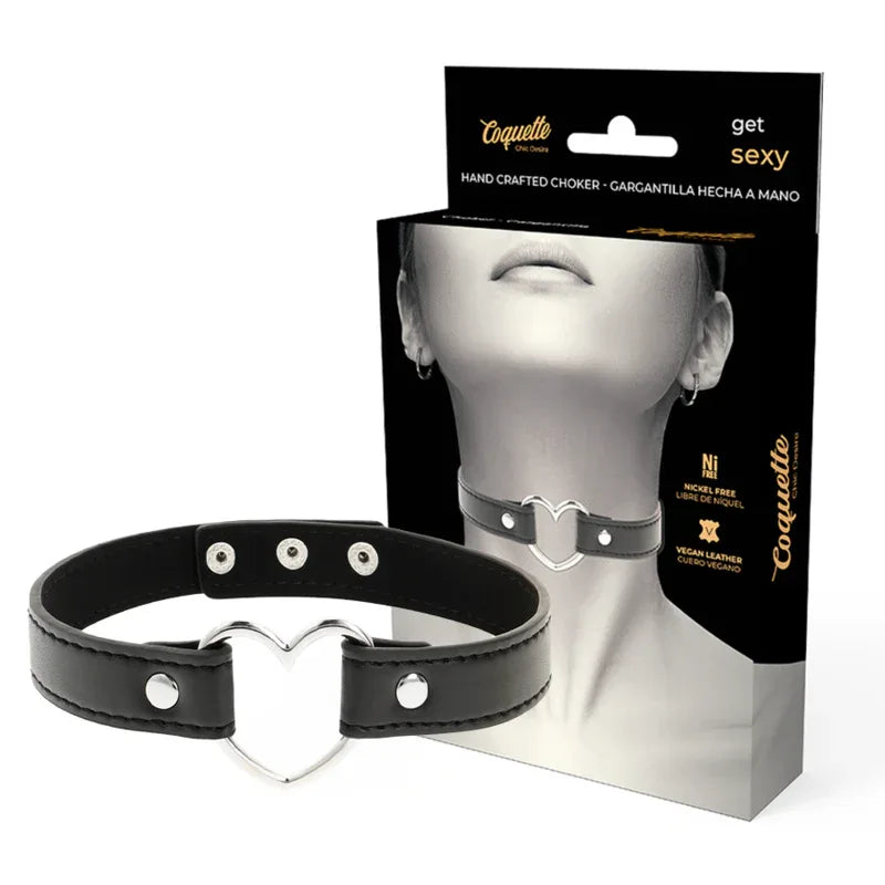 COQUETTE CHIC DESIRE - VEGANES LEDER-HALSKETTE-HERZ-ACCESSOIRE - Vanelion Paradise