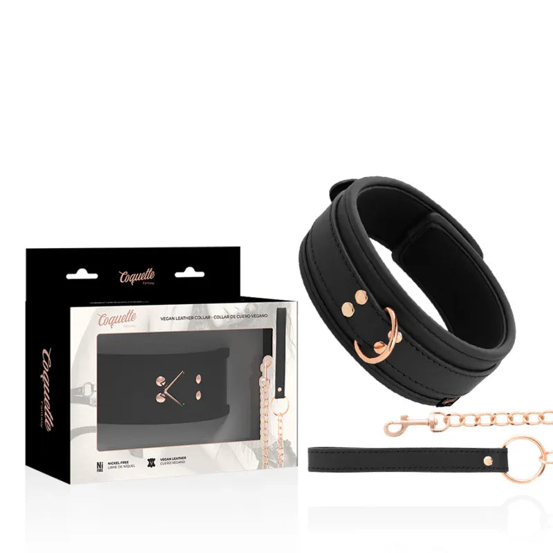 COQUETTE CHIC DESIRE - FANTASY-HALSKETTE AUS VEGANEM LEDER MIT RIEMEN UND NEOPRENFUTTER - Vanelion Paradise