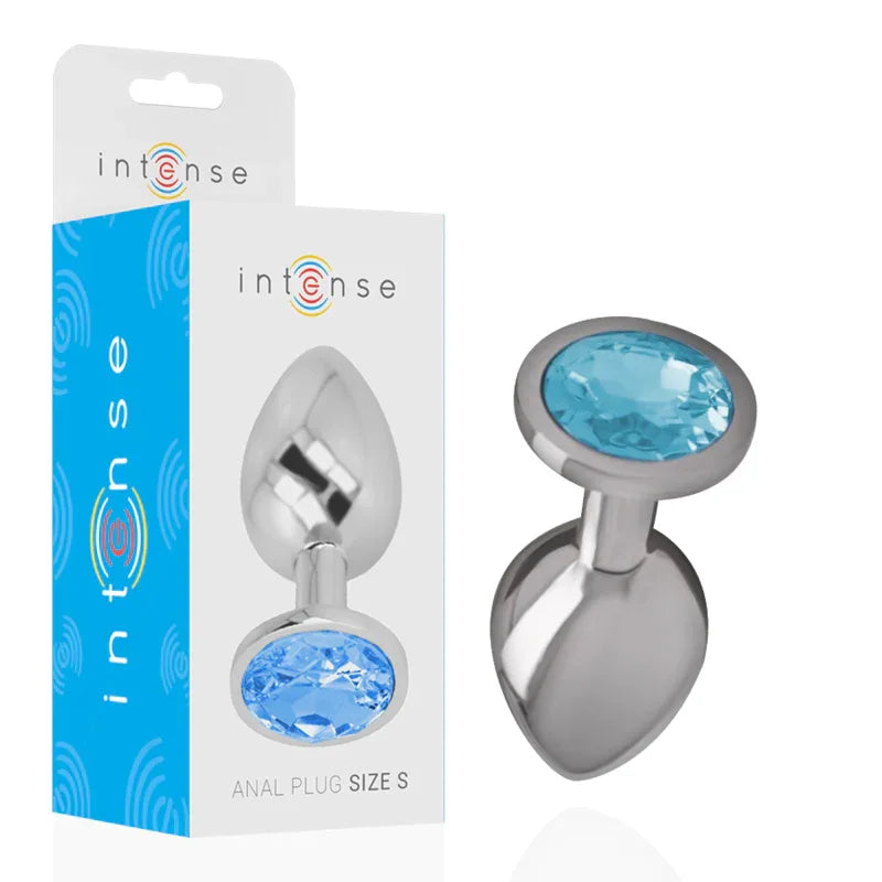 INTENSE - ANALSTECKER AUS ALUMINIUMMETALL MIT BLAUEM KRISTALL, GRÖSSE S - Vanelion Paradise