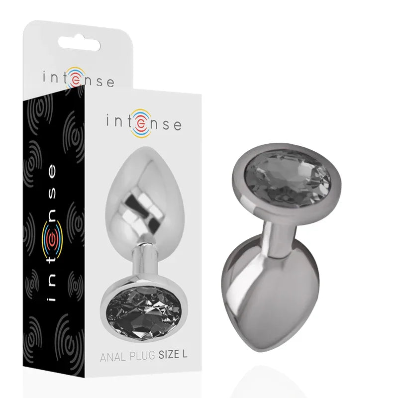INTENSE - ANALPLUG AUS ALUMINIUMMETALL MIT SCHWARZEM GLAS, GRÖSSE L - Vanelion Paradise