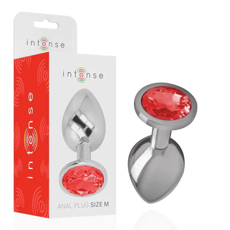 INTENSE - METALL-ANALSTECKER MIT ROTEN KRISTALL GRÖSSE M - Vanelion Paradise