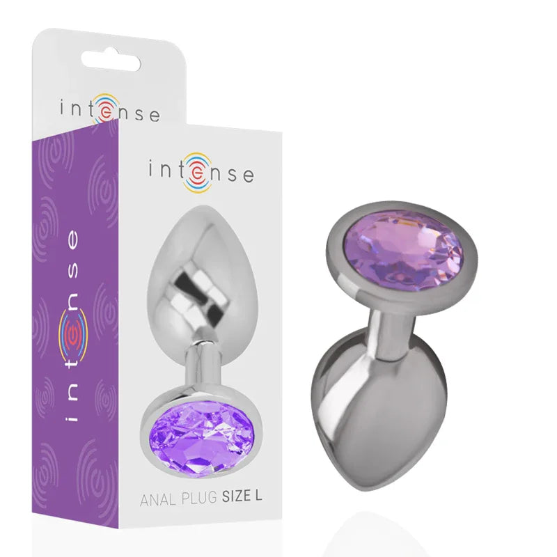 INTENSE - ANALPLUG AUS ALUMINIUMMETALL MIT VIOLETTEM KRISTALL, GRÖSSE S - Vanelion Paradise