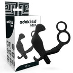 ADDICTED TOYS - ANALPLUG MIT DOPPELTEM PENISRING UND HODEN SCHWARZ - Vanelion Paradise