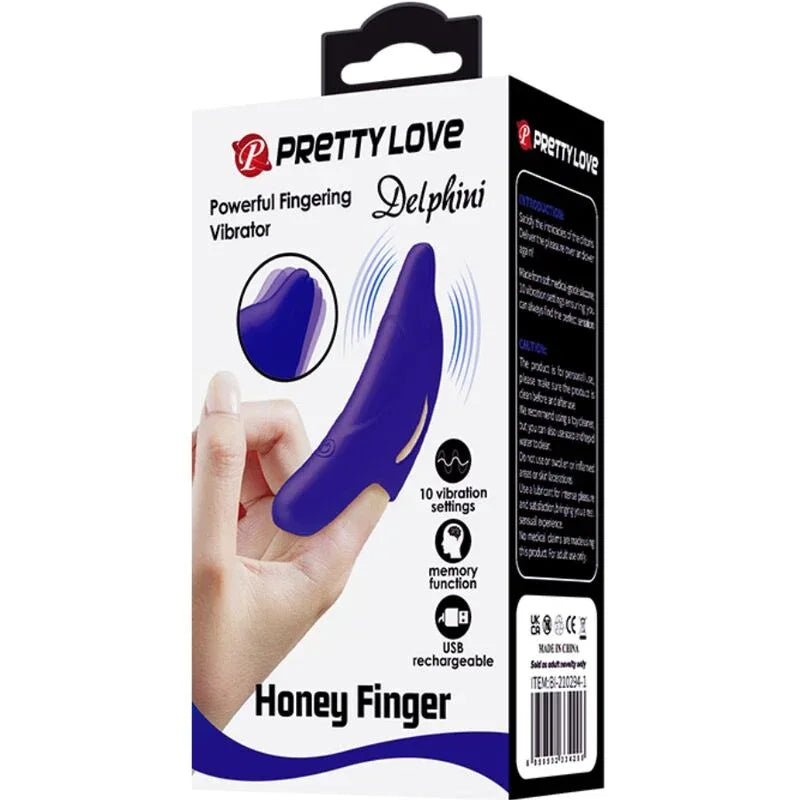 PRETTY LOVE - DELPHINI LEISTUNGSSTARKER DUNKELBLAUER FINGERSTIMULATOR - Vanelion Paradise