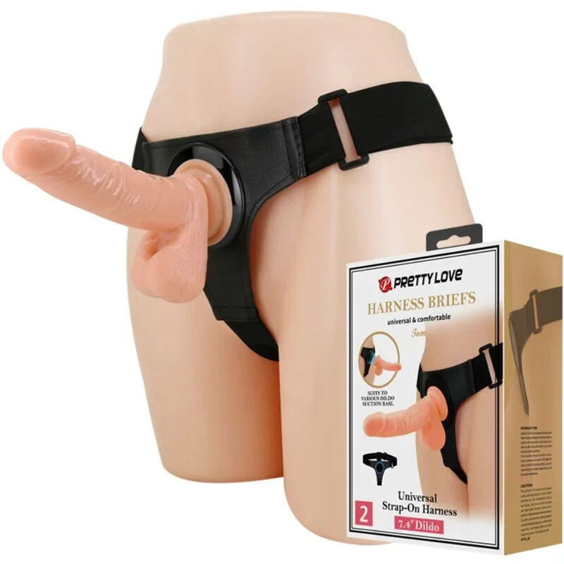 PRETTY LOVE - HARNESS-HOSE UNIVERSAL-HARNESS MIT DILDO TOM 20 CM NATUR - Vanelion Paradise