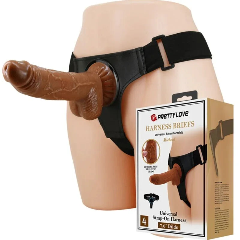 PRETTY LOVE - HARNESS-HOSE UNIVERSAL-HARNESS MIT DILDO MICHEAL 20 CM SCHWARZ - Vanelion Paradise