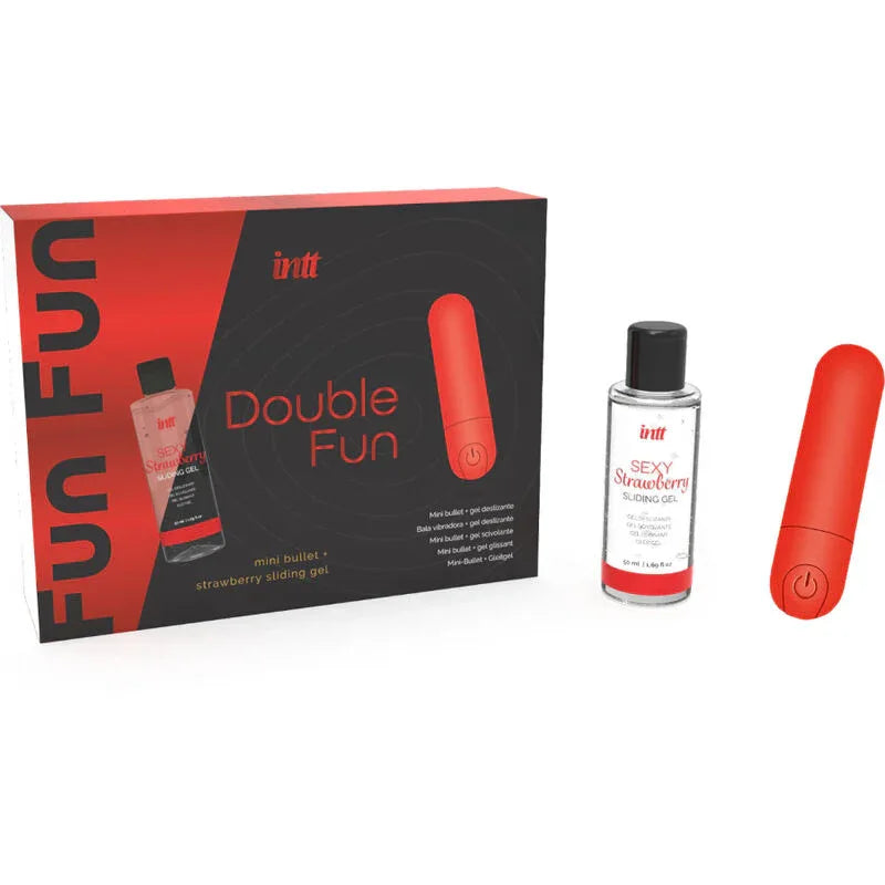 INTT RELEASES - DOPPELTER SPASS-KIT MIT VIBRIERENDER KUGEL UND ERDBEER-MASSAGEGEL - Vanelion Paradise